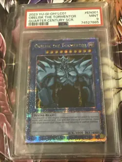 *** OBELISK THE TORMENTOR /QUARTER CENTURY SECRET RARE LC01-EN001 YUGIOH Psa 9 - Image 1