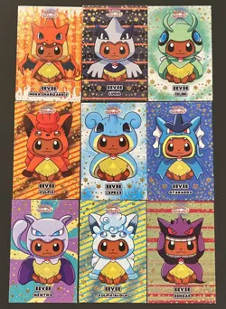 Pokemon Lets Go Eevee Database Set *9 CARDS * Poncho * GOLD STAR FOIL - RARE - Image 2