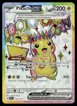 Pokemon Cards Pikachu ex 219/191 Surging Sparks Ultra Rare - Image 1
