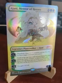 MTG: Ajani, Mentor of Heroes BORDERLESS FOIL, Secret Laur Drop Planeswalker Card - Image 2
