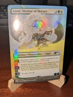 MTG: Ajani, Mentor of Heroes BORDERLESS FOIL, Secret Laur Drop Planeswalker Card - Image 3