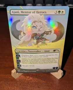 MTG: Ajani, Mentor of Heroes BORDERLESS FOIL, Secret Laur Drop Planeswalker Card - Image 4