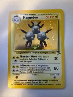 Magneton 009/130 Base Set 2 Holo 2000 Vintage Pokemon Card MP/LP Holo Swirl - Image 1