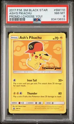 Ash's Pikachu SM110 Black Star Promo Pokemon - I Choose You Movie Promo PSA 8 - Image 1
