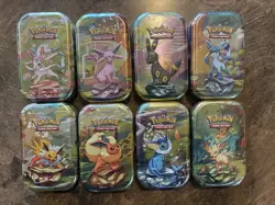 Lot of 8 Sealed Pokemon Prismatic Evolutions Mini Tins. All 8 Tin Arts! - Image 1