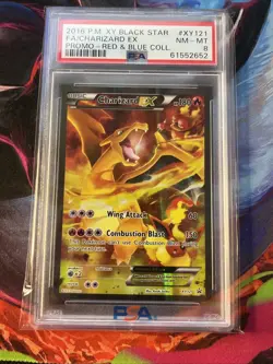Pokemon TCG Charizard EX XY121 Black Star Promo Holo Red & Blue PSA 8 - Image 1