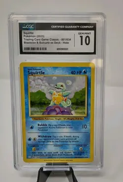 Squirtle Holo 001/034 CGC 10 Gem Mint 2023 Blastoise/Suicune ex Deck Pokemon - Image 1