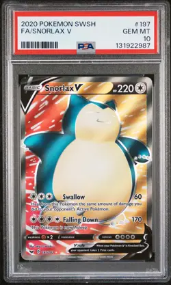 2020 POKEMON SWORD & SHIELD #197 FULL ART/SNORLAX V PSA 10 - Image 1