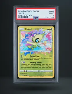 Pokemon TCG Vivid Voltage Celebi 009/185 Amazing Rare Holo Psychic PSA 9 2020 - Image 1