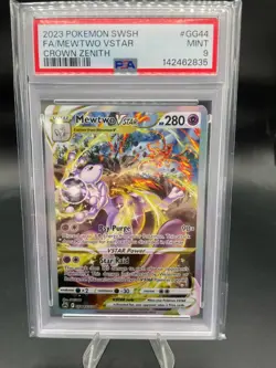 2023 POKEMON SWORD & SHIELD CROWN ZENITH #GG44 FULL ART/MEWTWO VSTAR PSA 9 - Image 1