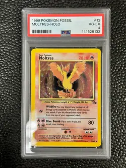 1999 Pokemon Fossil Moltres Holo #12 PSA 4 - Image 1