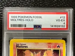 1999 Pokemon Fossil Moltres Holo #12 PSA 4 - Image 3