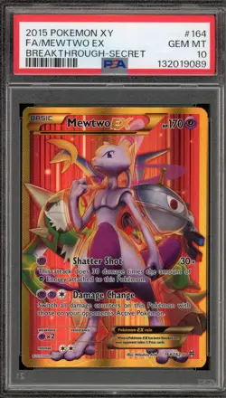 Pokemon Mewtwo EX XY Breakthrough Secret Rare #164 PSA 10 Gem Mint - Image 1
