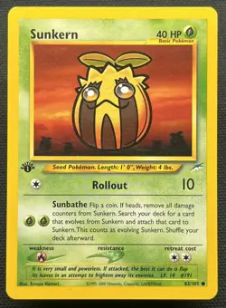 1st Edition Sunkern 83/105 Neo Destiny Set Pokemon Card 2002 LP - Image 1