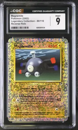 CGC 9 MINT Magnemite 2002 Legendary Collection 80/110 Reverse Holo Pokemon Card - Image 1