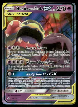 Pokemon Cards Muk & Alolan Muk GX 61/214 Unbroken Bonds Holo Rare GX - Image 1