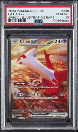 2024 POKEMON SSP EN-SURGING SPARKS SPECIAL ILLUSTRATION RARE LATIAS EX PSA 10 - Image 1