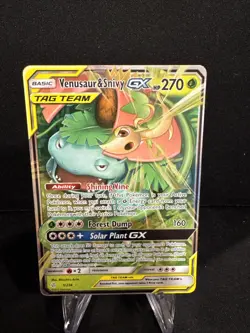 2019 Pokemon-Venusaur And Snivy GX 1/236-Cosmic Eclipse-Holo - Image 1