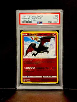 2023 POKEMON SWORD & SHIELD CROWN ZENITH #020 RADIANT CHARIZARD PSA 9 - Image 1