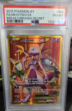 Pokemon Mewtwo EX TCG Full Art Holo Rare Card Breakthrough-Secret 164/162 - Image 1
