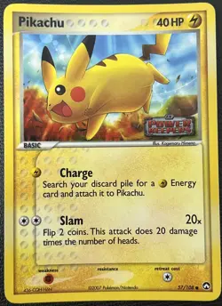 Pikachu 57/108 EX Power Keepers Reverse Holo Stamped Pokemon Card VLP - Image 1