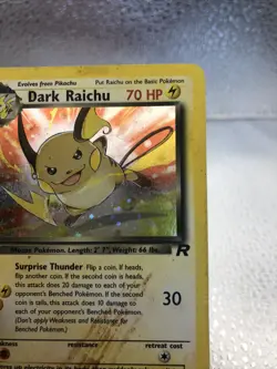 Pokemon English Dark Raichu Holo TCG Card 83/82 Secret Rare 2000 WOTC Rocket - Image 5
