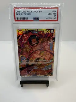 2024 BANDAI ONE PIECE OP09-118 GOL D. ROGER FOIL SECRET RARE PSA 10 - Image 1