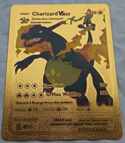 CHARIZARD VMAX GIGANTAMAX GOLD FOIL FAN ART DISPLAY POKEMON CARD SV107/SV122 - Image 1