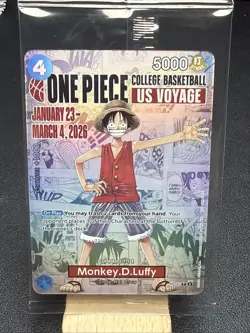 ONE PIECE Monkey D. Luffy US Voyage College Basketball Promo Card Illinois U - Image 1