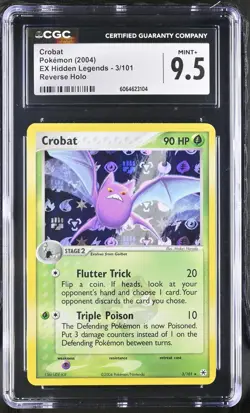CGC 9.5 MINT+ Crobat 2004 EX Hidden Legends 3/101 Reverse Holo Pokemon Card - Image 1