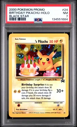 Birthday Pikachu Holo PSA 7 2000 Pokemon Promo Black Star #24 - Image 1