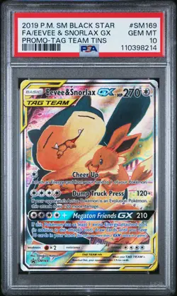 2019 POKEMON SM BLACK STAR PROMO #SM169 FULL ART/EEVEE & SNORLAX GX PSA 10 - Image 1