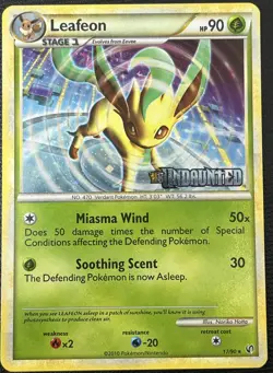 Leafeon 17/90 HS Undaunted Prerelease Stamped Holo Rare Pokemon Card NM - Image 1