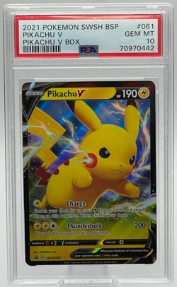 2021 POKEMON SWSH BLACK STAR PROMO #061 PIKACHU V PSA 10 GEM MINT - Image 1