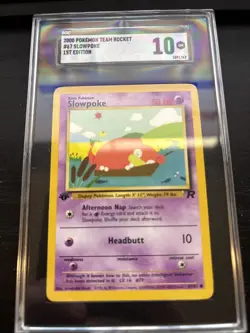 2000 Pokemon Team Racket First Edition Slowpoke #67 SGC 10 - Image 1