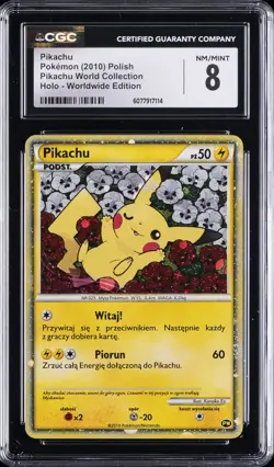 2010 POKEMON POLISH PIKACHU WORLD COLL WORLDWIDE COLL PIKACHU CGC 8 - Image 1