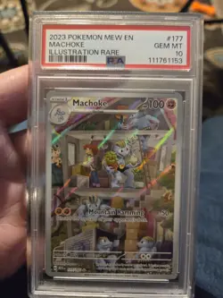 Pokemon TCG Machoke Scarlet Violet 151 #177 Illustration Card PSA 10 Gem Mint - Image 1