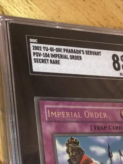 2002 YU-OI-OH! Pharaoh's Servant Imperial Order Secret Rare Card SGC 8 NM-MINT - Image 2
