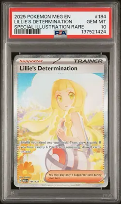 2025 POKEMON MEG EN-SPECIAL ILLUSTRATION RARE #184 LILLIE'S DETERMINATION PSA 10 - Image 1