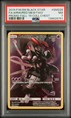 2019 SM Black Star Promo Armored Mewtwo Fall '19 Coll.Chest PSA 7 #SM228 ✨ - Image 1