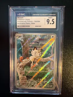 2025 Pokemon Phantasmal Flames Meowth 106/094 Illustration Rare CGC Gem Mint 9.5 - Image 1