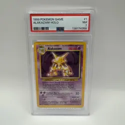 1999 POKEMON BASE SET UNLIMITED #1 ALAKAZAM-HOLO PSA 7 - Image 1