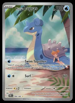 Pokemon Cards Misty's Lapras 194/182 Destined Rivals Illustration Rare - Image 1