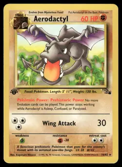 Pokemon Cards Aerodactyl 16/62 1st Edition Fossil Rare *2 - Image 1