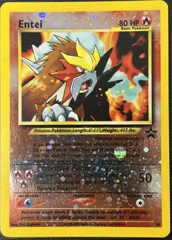 Entei 34 Black Star Reverse Holo Rare Promo Wizard Pokemon Card LP - Image 1
