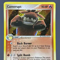 Camerupt 4/107 Ex Deoxys Holo Rare Pokemon Card Vintage 2005 Fire Holographic - Image 3