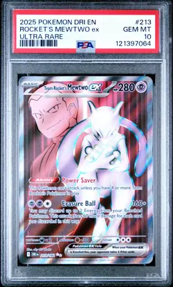 Pokemon Card Team Rocket's Mewtwo EX 213/182 Ultra Rare PSA 10 - Image 1