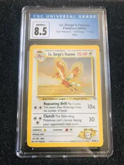 Pokemon - Lt. Surge’s Fearow Holo Rare - Gym Heroes 7/132 CGC 8.5 NM/MT+ - Image 1