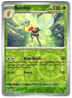Beedrill 015/165 Reverse Holo SV: Scarlet & Violet 151 Pokemon TCG - Image 1