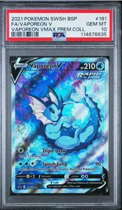 2021 POKEMON SWSH BLACK STAR PROMO #181 FULL ART/VAPOREON V PSA 10 - Image 1